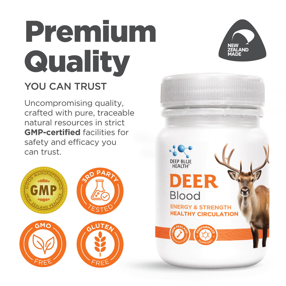 Deer Blood — GMP-certified, 3rd-party tested, GMO-free, gluten-free