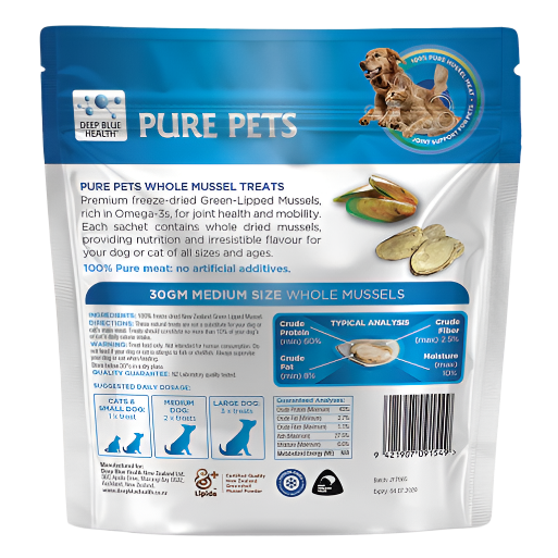 Pure Pets Healthy Whole Mussels Treats