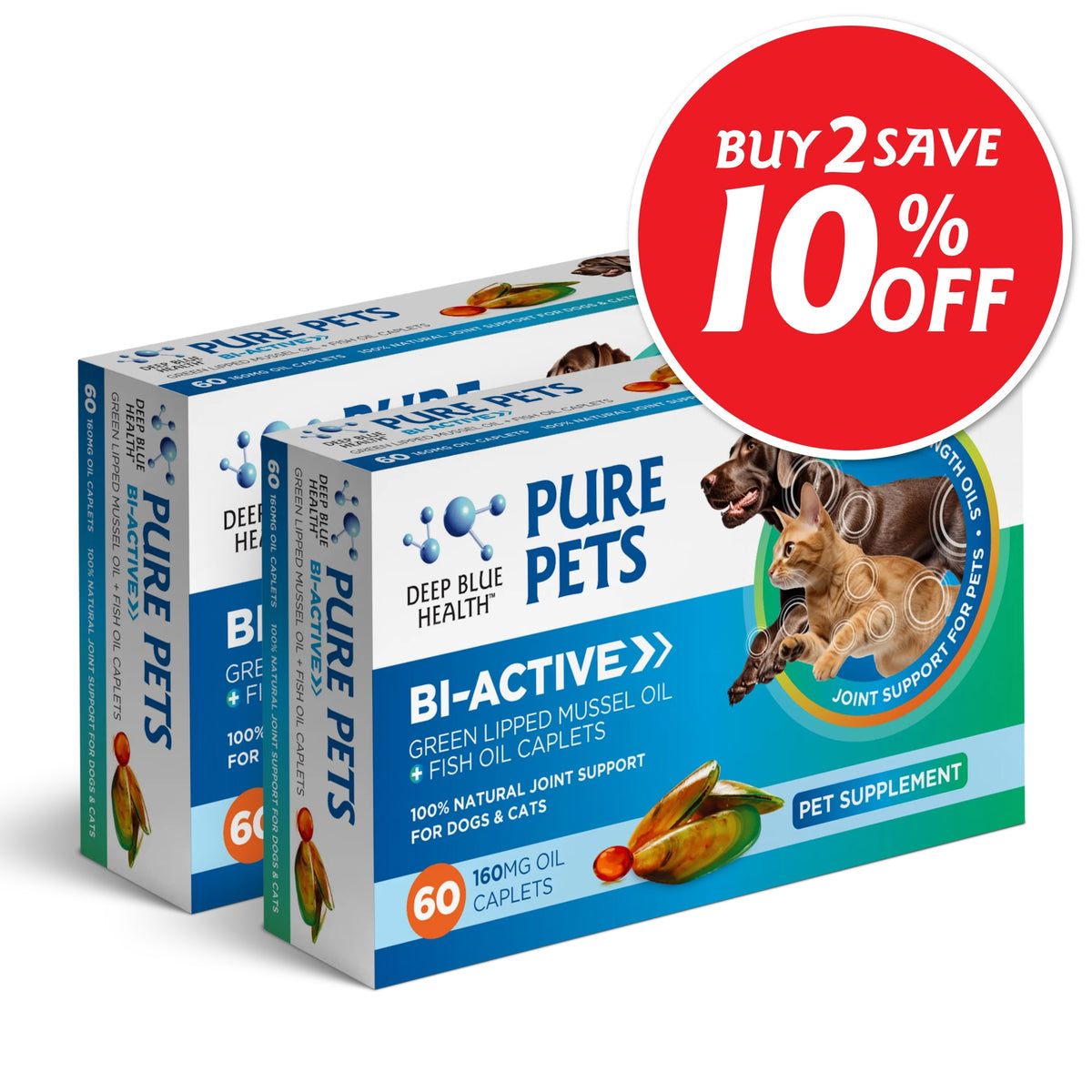 Pure Pets Bi-Active GLM Oil Caplets — 2-Pack | Save 10% - Deep Blue Health NZ