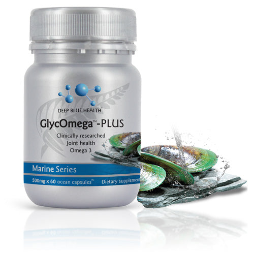 GlycOmega-Plus Green Lipped Mussel powder capsules clinically researched joint supplement NZ